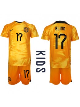 Otroški Nogometna dresi replika Nizozemska Daley Blind #17 Domači SP 2022 Kratek rokav (+ hlače)